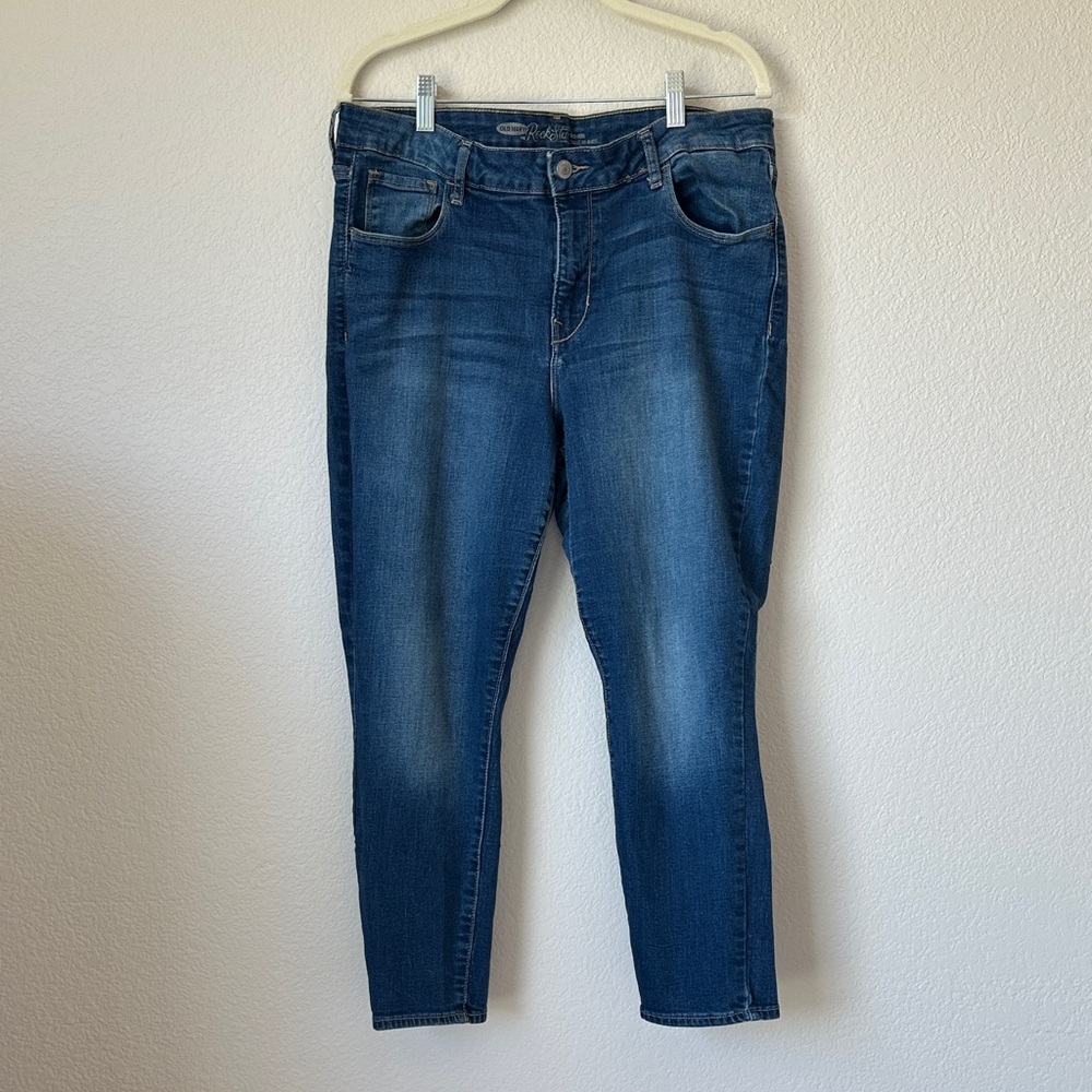 Old Navy Rockstar Mid Rise Cropped Jeans Dark Wash Skinny Ankle Sz 16